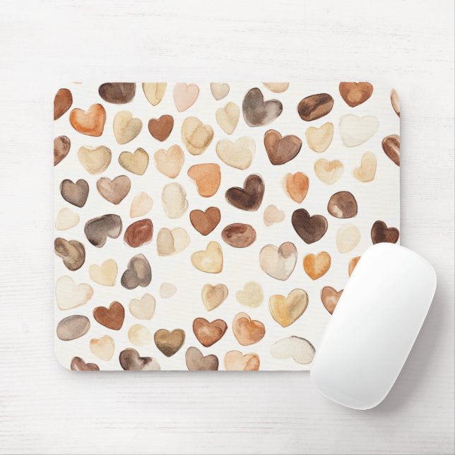 Cream Brown Peach Coffee Beans Hearts Musmatta (Med mus)