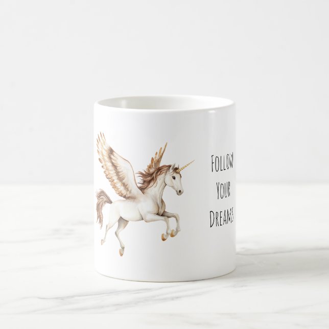 Cream Brown Pegasus Unicorn Kaffemugg (Center)