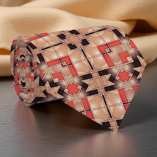 Cream Brown Red Coola Geometric Mosaic Mönster Slips