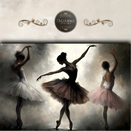 Cream Brown Rosa Ballerinas Abstrakt Decoupage