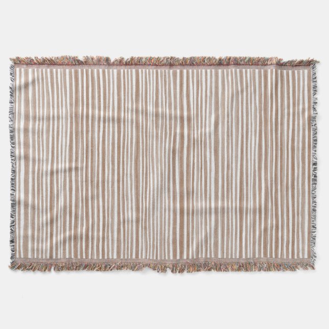 Cream Brown Stripes Christmas   Filt (Framsidan)