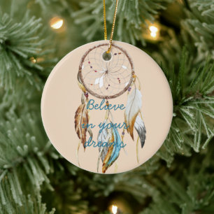 Cream Brown Turcos Dream catcher vattenfärg Julgransprydnad Keramik