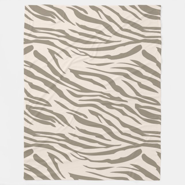 Cream Brown White Zebra tryck Fleecefilt (Framsidan)