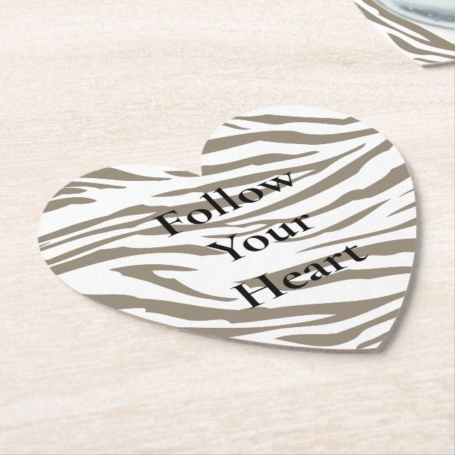 Cream Brown White Zebra tryck Underlägg Papper (Vinklad)