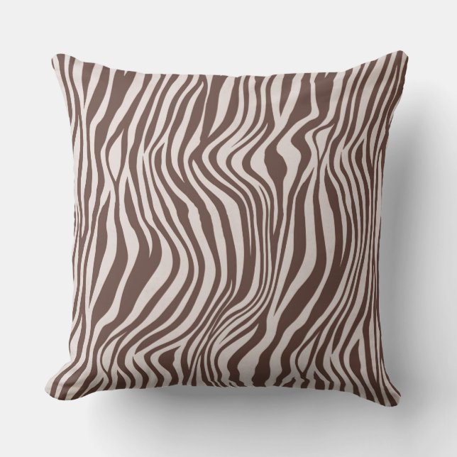 Cream Brown Zebra tryck Kudde (Framsida)