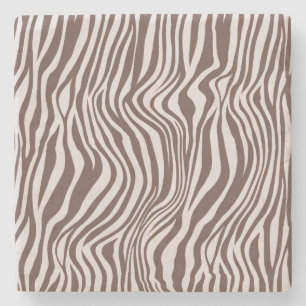 Cream Brown Zebra tryck Stenunderlägg