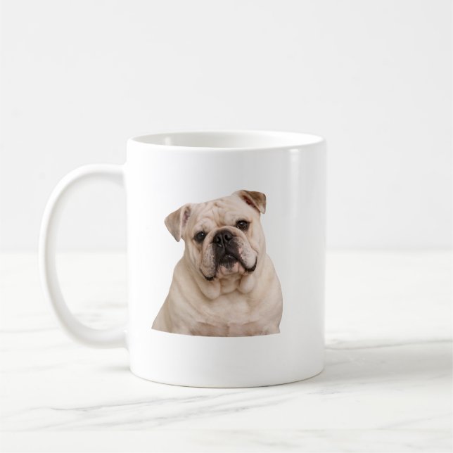Cream Bulldog Portrait Mug – Dog Lover Gift Kaffemugg (Vänster)