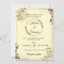 Cream & Burgundy Fall Wedding Inbjudan