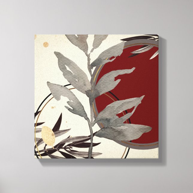 Cream Burgundy och Grått Artistic Abstrakt Waterco Canvastryck (Framsida)