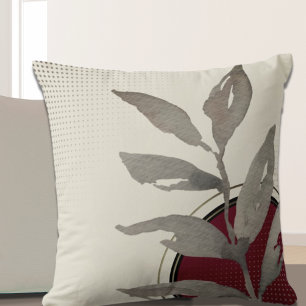 Cream Burgundy Red & Black Simple Watercolor Kudde