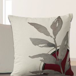 Cream Burgundy Red & Black Simple Watercolor Kudde