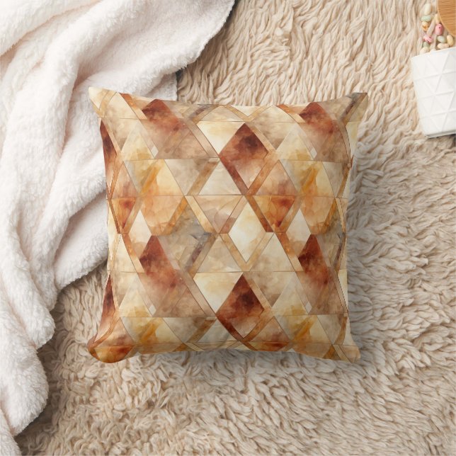 Cream Burgundy Red Guld Triangles jul Kudde (Filt)
