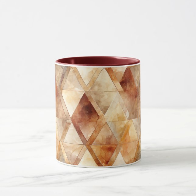 Cream Burgundy Red Guld Triangles jul Mugg (Center)