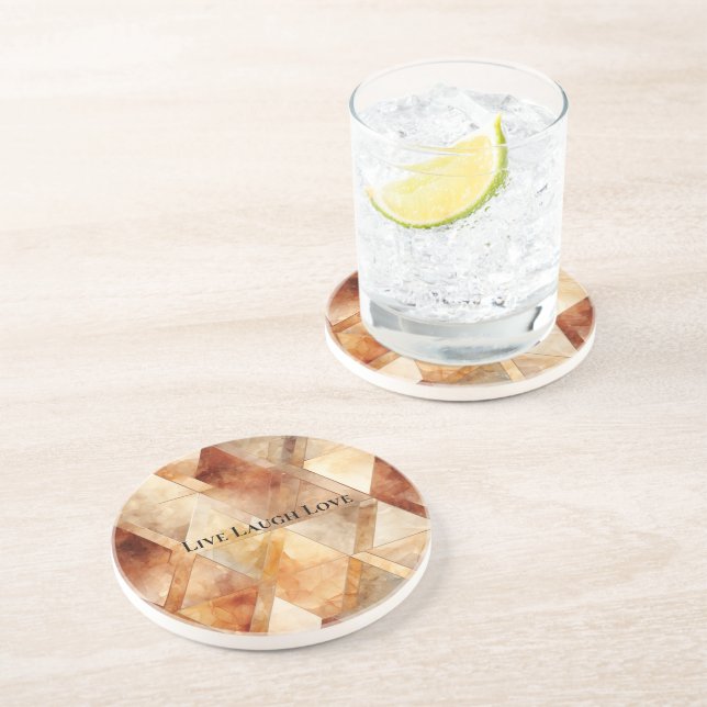 Cream Burgundy Red Guld Triangles Underlägg (Sidan)