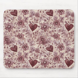 Cream Burgundy Red Hearts Flowers Musmatta