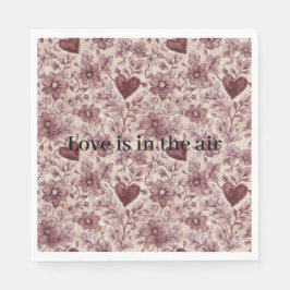 Cream Burgundy Red Hearts Flowers Sexy Faux Lace Pappersservett