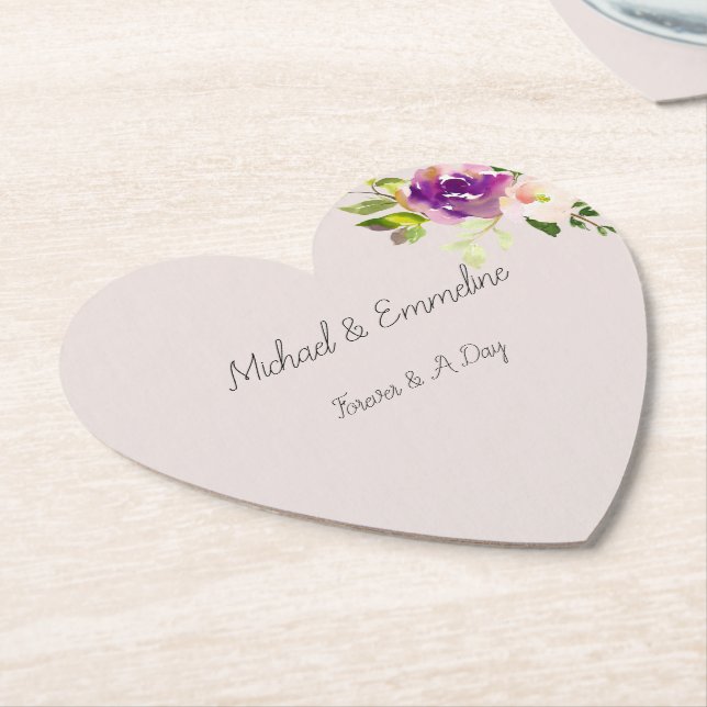 Cream Burgundy Rosa Blommigt Bröllop Underlägg Papper (Vinklad)