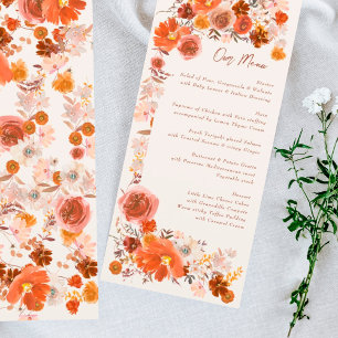 Cream Burnt Orange Blommigt Boho Bouquet Bröllop Meny