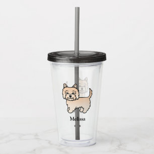 Cream Cairn Terrier Söt Tecknad Hund & Namn Take Away Mugg
