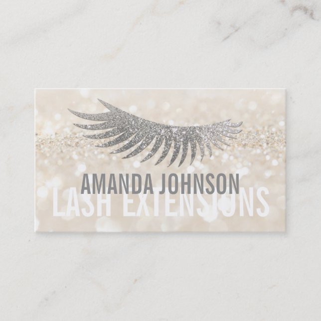 Cream Card för Glitter Lash Eyelash Extensions Visitkort (Framsida)