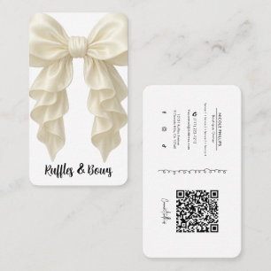 Cream Cascade Ruffle Bow Elegant Posh Boutique QR Visitkort