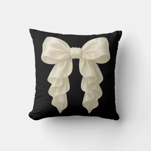 Cream Cascade Ruffle Bow Trendig Posh Girly Kudde (Framsida)