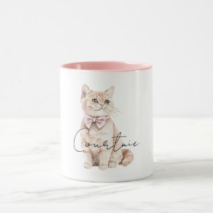 Cream Cat Rosa Bow Mugg