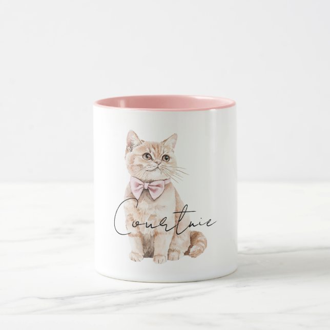 Cream Cat Rosa Bow Mugg (Center)