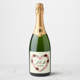 Cream champagne label with a pink and red heart