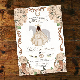 Cream Champagne Ro Charro Vestidos Quinceanera Inbjudningar