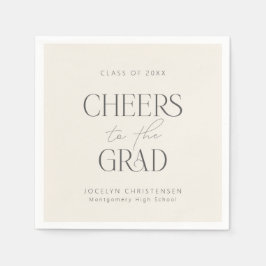 Cream Charcoal Personalized Cheers Grad Party Pappersservett
