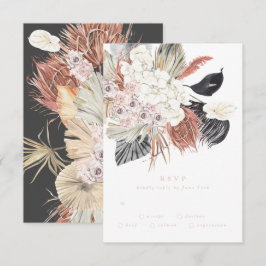 Cream Charcol Pampas Grass Blommigt Jungle Bröllop OSA Kort