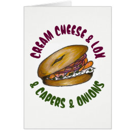 Cream Cheese Lox Capers Onions NYC Deli Bagel Food Hälsningskort