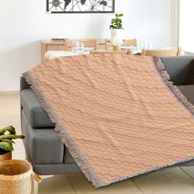 Cream Chevron Pattern Throw Blanket Filt (Skapare uppladdad)