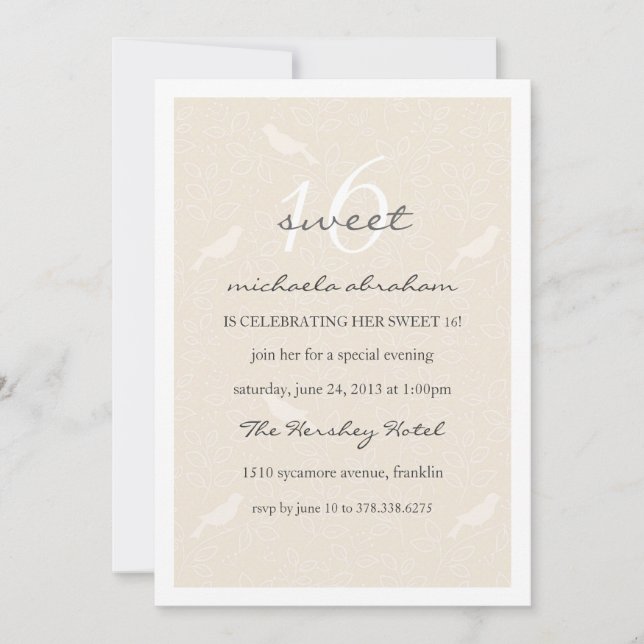 Cream Chic Sweet 16-partiinbjudan Inbjudningar (Framsida)
