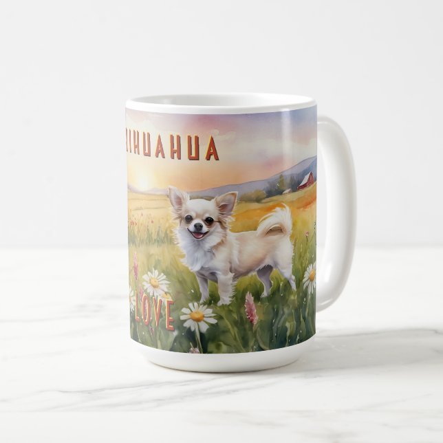 Cream Chihuahua-Twillingar i Sunrise Kaffemugg (Framsida höger)
