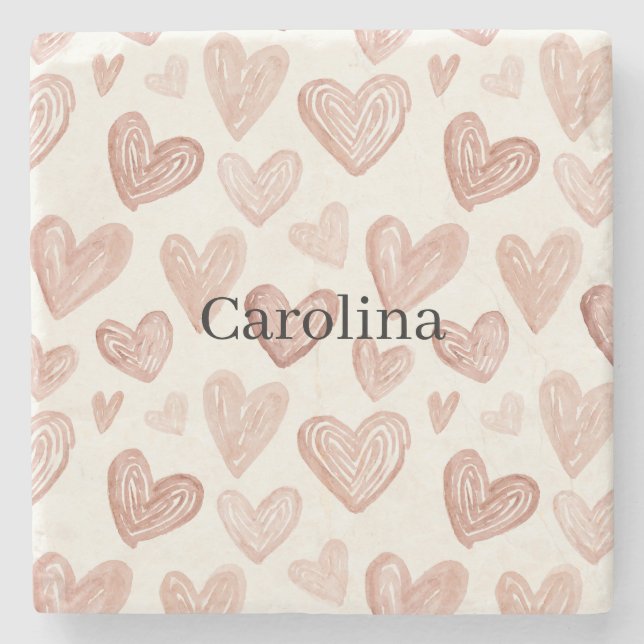 Cream Chocolate Hearts Love Valentine's Day Stenunderlägg (Framsidan)