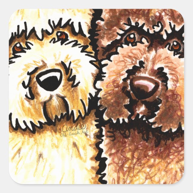 Cream Chocolate Labradoodles Fyrkantigt Klistermärke (Framsida)