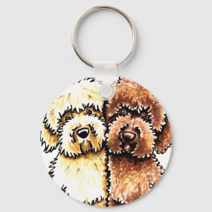 Cream Chocolate Labradoodles Nyckelring