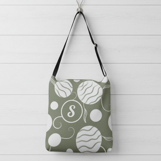 Cream Circles Monogram Axelväska (Custom letter, graphic flair, and zip-top ease.)