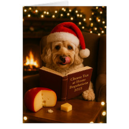 Cream Cockerpoo 'Cheese Tax' Christmas card Hälsningskort