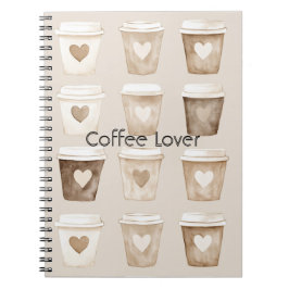 Cream Coffee Heart Cups Anteckningsbok