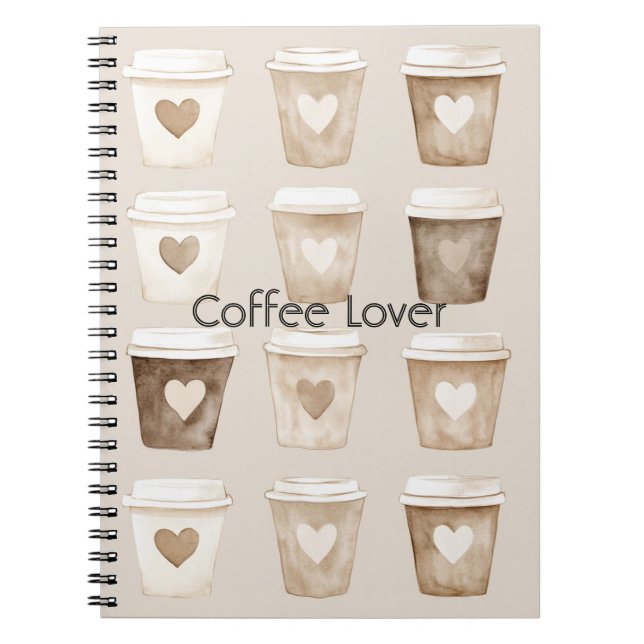 Cream Coffee Heart Cups Anteckningsbok (Framsidan)