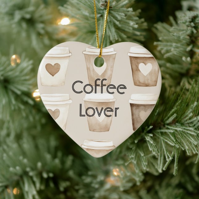 Cream Coffee Heart Cups Christmas Julgransprydnad Keramik (Träd)