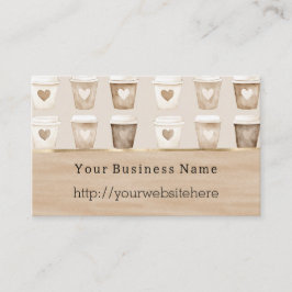 Cream Coffee Heart Cups Företagsnamn webbplats Visitkort
