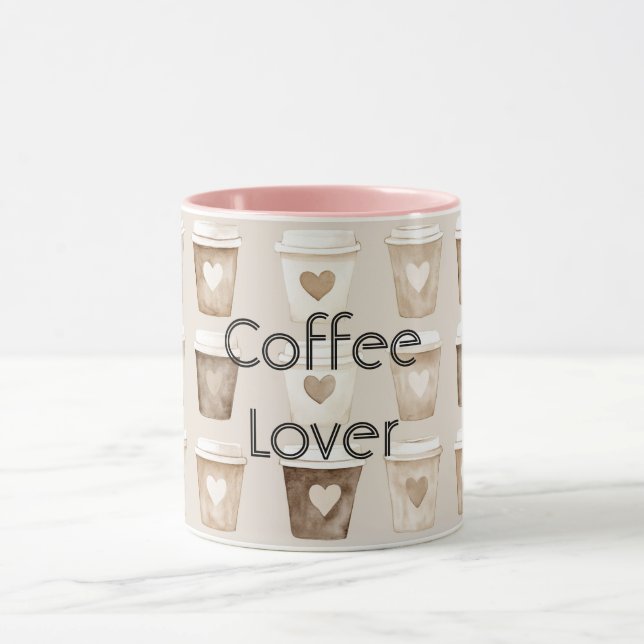 Cream Coffee Heart Cups Mugg (Center)