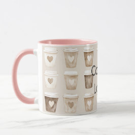 Cream Coffee Heart Cups Mugg