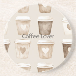 Cream Coffee Heart Cups Underlägg