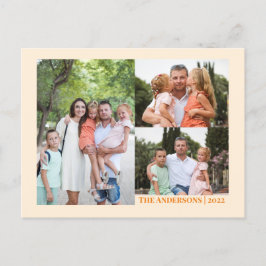 Cream CUSTOM Julfotografi och meddelande Vykort