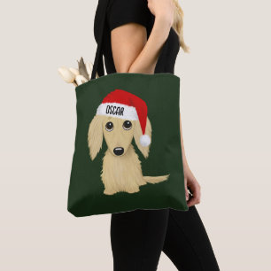 Cream Dachshund Cute Santa Hund jul Anpassningsbar Tygkasse